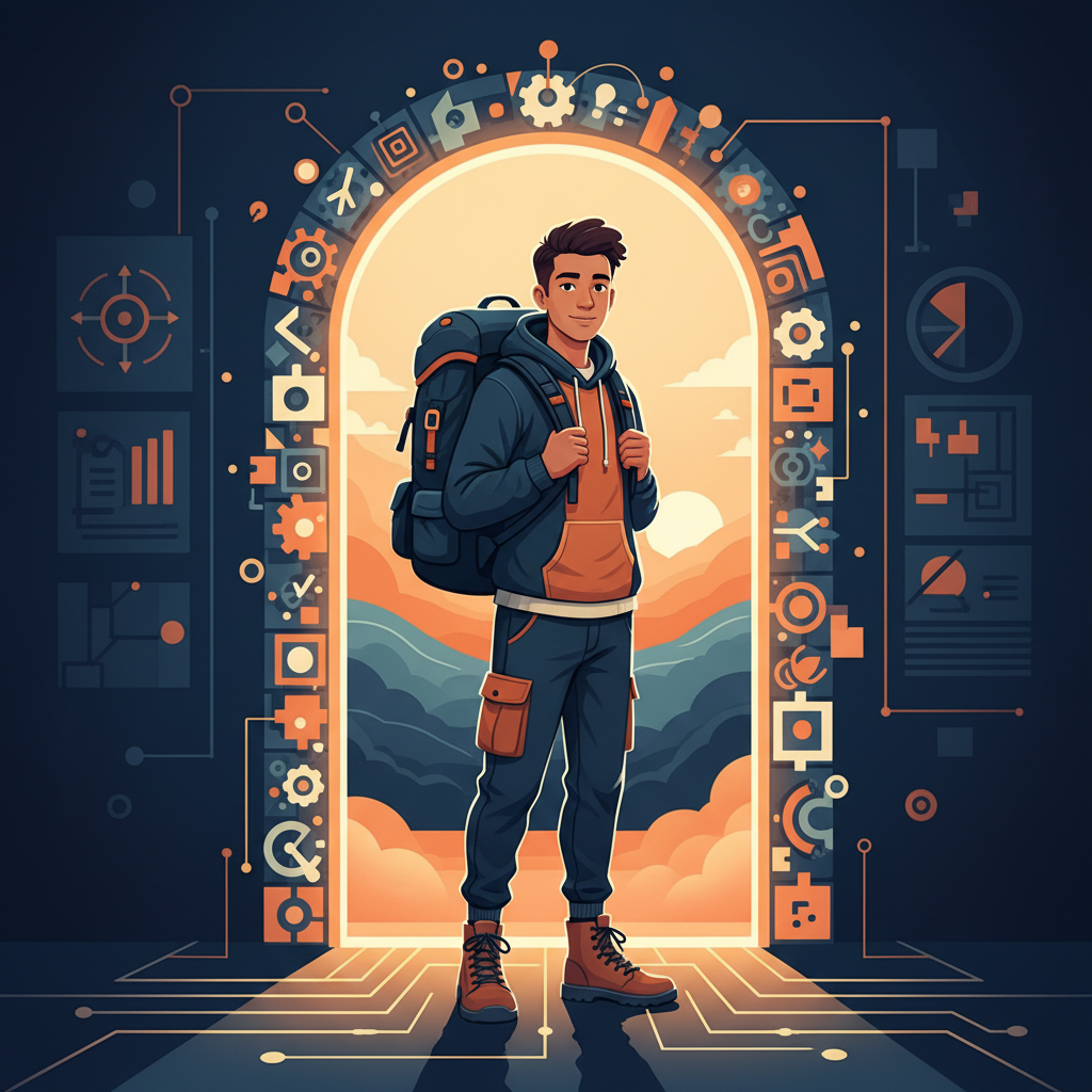 Autism Empowerment Program - young adult stepping through a bright doorway of opportunity